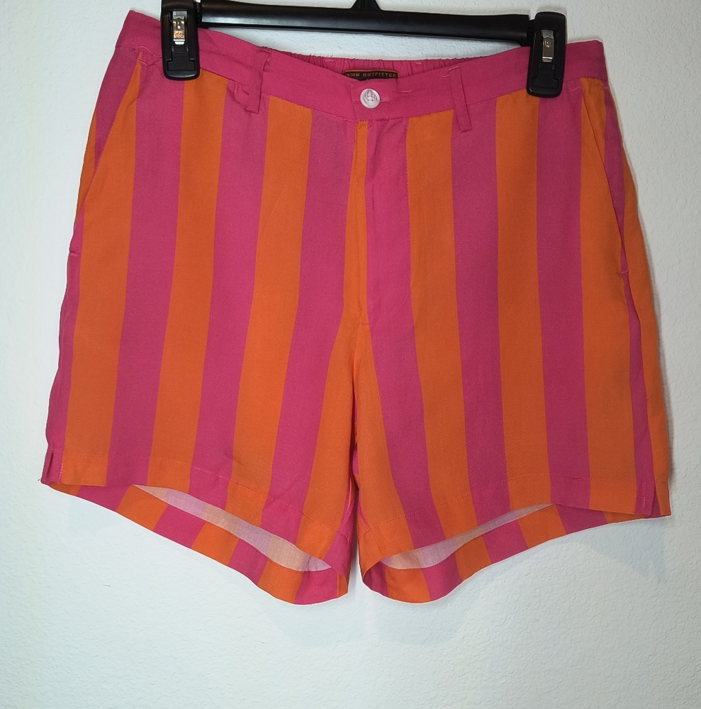 Reunion Outfitters Men's Striped Pink and Orange Shorts Sz S